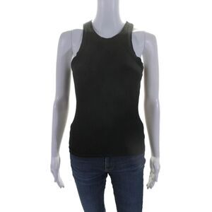 Wesley Women's Round Neck Sleeveless Ribbed Tank Top Black Size S